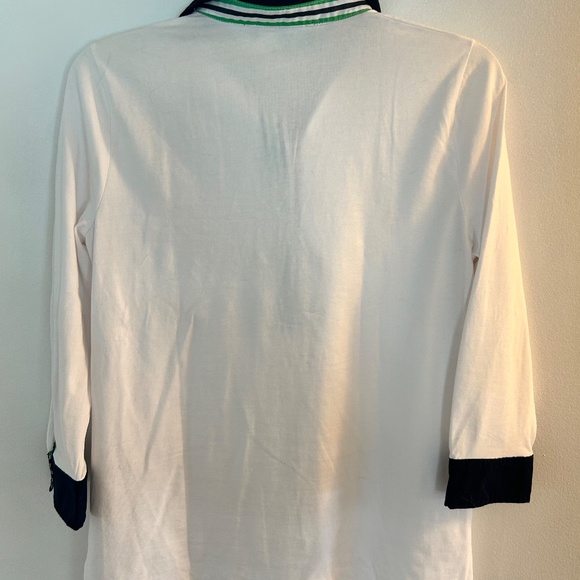 3/4 length sleeve Tee with Navy Collar and cuffs - Picture 3 of 4
